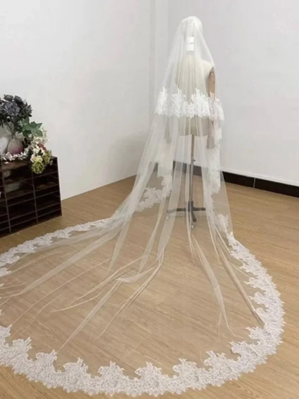 Floral Lace Cathedral Wedding Veil